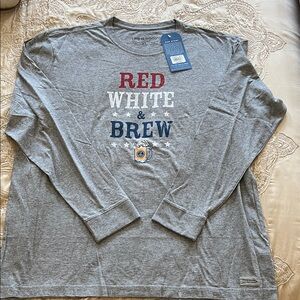 Life Is Good Gray 'Red White & Brew' Long Sleeve Tee